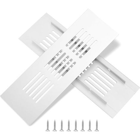 Argent 2 Pièces Grille d'aération en Aluminium Grille de Ventilation Rectangulaire avec Vis pour la Ventilation des Placards et des Chambres 15 x 5cm. (1/5)