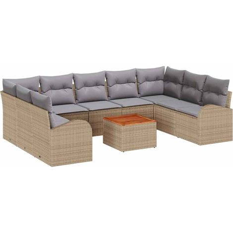 Maison Exclusive - Gartensofa-set 10 pcs Beige und Hellgrau Poly-
