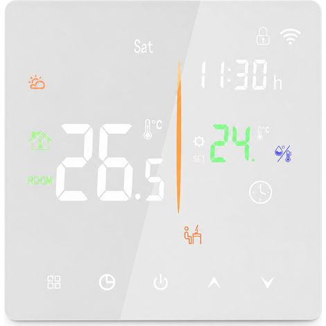 Thermostat intelligent Wi-Fi pour chauffage au sol électrique, contrôle par application, blanc, 16 A (1/5)