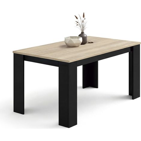 Mesa de comedor fija 140x80 cm Naya Negro - Roble Canadian 80cm (ancho) x 75cm (alto)