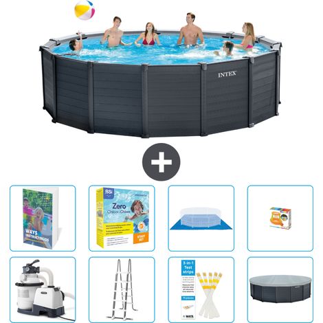 Intex Piscine Graphite Panel Ronde - 478x124 cm - 9-pièces  S529 (1/4)