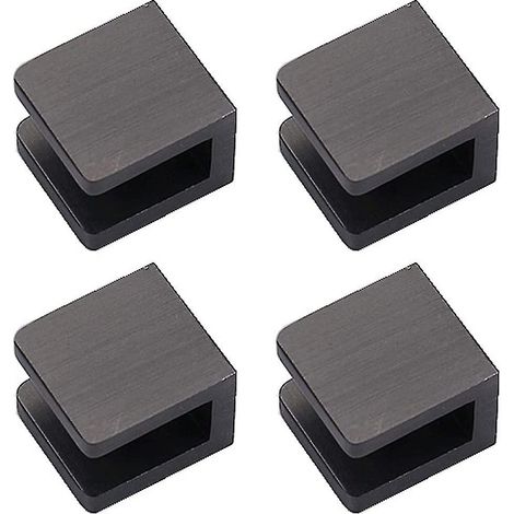 CREA 4 Pack Glass Clips, No Drilling Holes On Glass Glass Holder Shelf Bracket Clip Support (for 8mm-10mm Glass, Black) (1/4)
