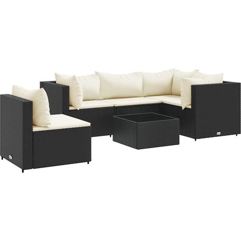 Maison Exclusive - Set Mobili da Giardino 6 pz con Cuscini in Polyrattan Nero