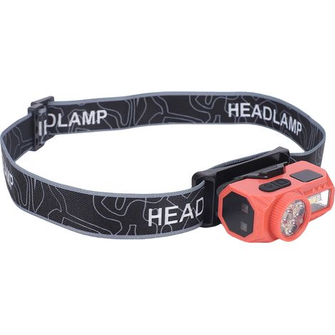 Lampe frontale LED T614 Orange capteur magnétique étanche IPX4 6 modes lumière blanche rouge clignotant pour camping course (1/4)