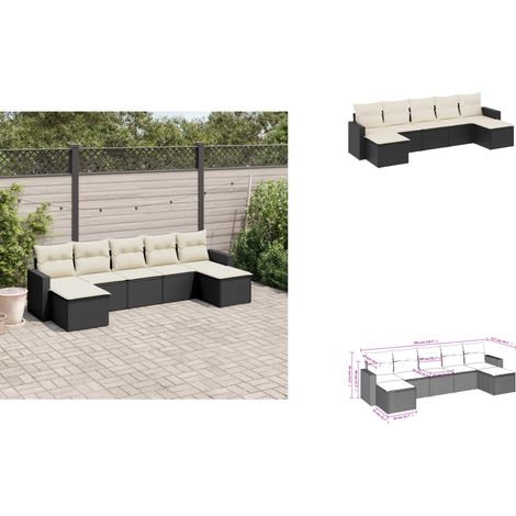 Salon de jardin 7 pcs avec coussins noir résine tressée - Salon De Jardin - Mobilier Extérieur - Salon D'extérieur - Set De Canapé - Résine Tressée (1/3)
