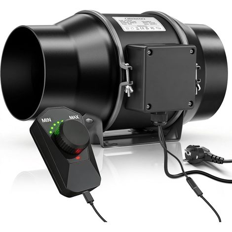 Regelbar Rohrventilator 150mm mit Inverter-EC-Motor, 683m³/h 2800 RPM Inliner Abluftventilator mit Drehzahlregler, 3m Kabel, Rauchabzug Rohrlüfter für Growzelte, Wachstumszelte, Keller, Belüftung (1/5)