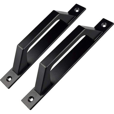 Knob and pull handle, black wooden garden gate, 200mm diameter door handle, 2 pieces, black