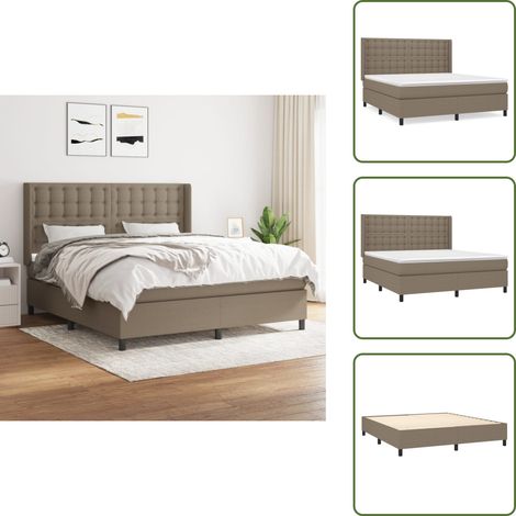 The Living Store Boxspringbett mit Matratze Taupe 160x200 cm Stoff - Boxspringbett - Doppelbett - Lattenrost - Bettrahmen - Tapete (1/5)