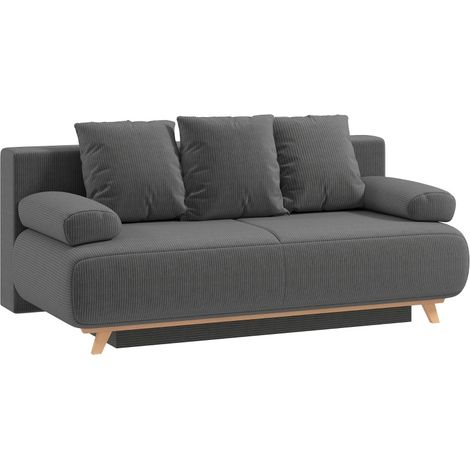 Schlafsofa 188 x 100 x 84 cm mit Stauraum, verstellbarer Rückenlehne, Grau HAVRYA (1/5)