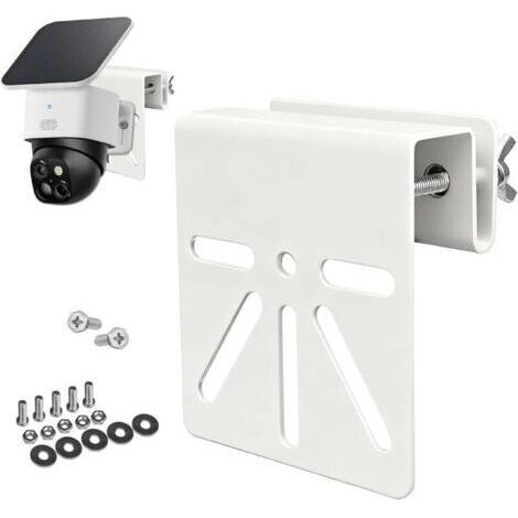 WiTi Support de gouttière en acier inoxydable pour Eufy SoloCam S340, E30/S330, installation sans perçage, support universel compatible avec panneau solaire, LED, caméras extérieures (blanc) (1/4)