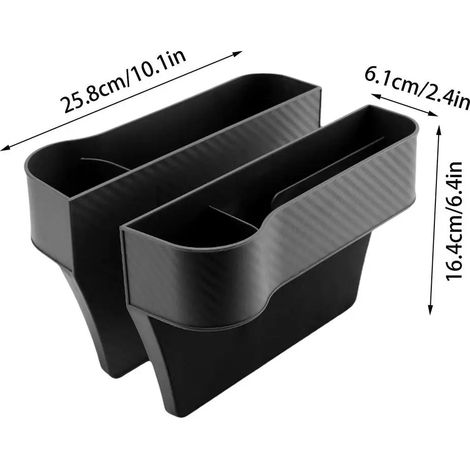 (Ensemble noir de 2 pièces, Pologne) 2 organisateurs de rangement pour les espaces entre les sièges de voiture, boîte de rangement pour fentes de siège, support de remplissage pour portefeuille et tél (1/5)