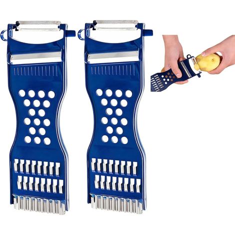 Pelador de verduras multifuncional 6 en 1 de 2 piezas, pelador de verduras, rebanador de verduras, práctico y fácil de usar para pelar, rebanar y cortar. (1/5)