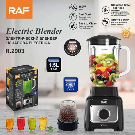 Blender aux normes européennes - Blender haute vitesse 1,25 L - Extracteur de jus 2 en 1 pour fruits et légumes - Extracteur de jus en verre pour la maison (1/5)