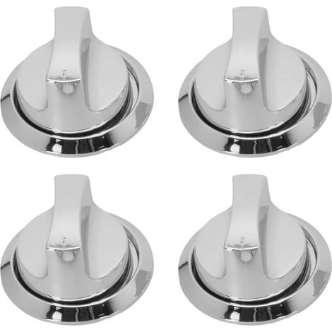Lot de 4 boutons de contrôle de barbecue à gaz galvanisés argentés, avec 58 mm de diamètre et 8 mm à noyau plat, pour barbecue extérieur (avec base) (1/5)