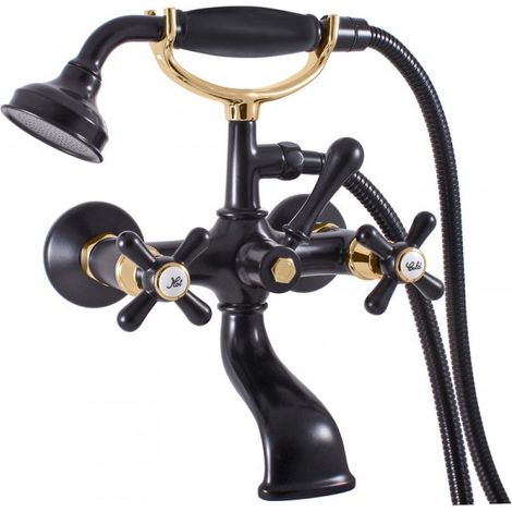 Mélangeur baignoire MORAVA RETRO laiton noir mat doré (1/4)