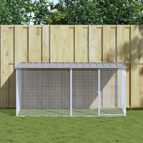 vidaXL Gabbia per polli con tetto grigio chiaro 203x98x90 cm in acciaio zincato