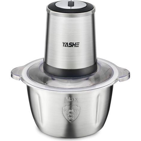 Hachoir Électrique 500W, Robot de Cuisine avec Bol en Acier Inoxydable 1,8L, Hachoir à Viande avec 4 Lames Doubles, 2 Vitesses, Noir/Gris (1/5)