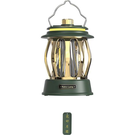 Lampe de camping LED portable, lanterne pour chevaux, lampe d'ambiance de camping style national rétro verte (1/5)