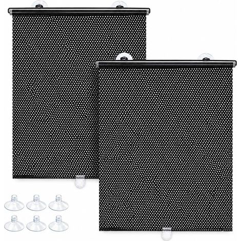 Lot de 2 Pare Soleil Voiture Bébé, Rideau Pare-Soleil Enrouleur Automatique pour Fenêtre Latérale, Pare-Soleil Voiture avec Ventouse, Protection UV et Chaleur (1/5)