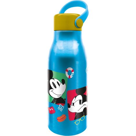 Borraccia Originale Disney Mickey Mouse per bambini da 760 ML con coperchio manico in silicone e coperchio con gancio.