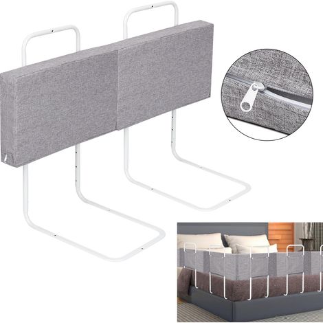 Jiubiaz Set da 2 sponda letto bambini 50 cm, protezione anticaduta regolabile, lino (1/5)