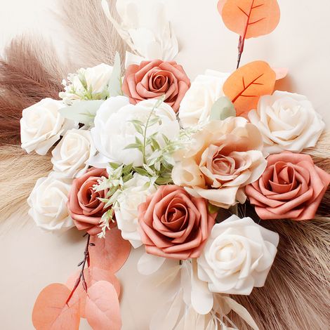 Arche de mariage bohème fleuri 80x40cm avec 4 attaches de serrage (1/5)