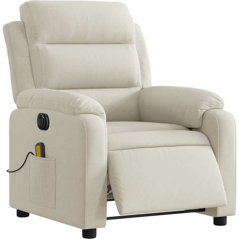 Sillón reclinable de masaje eléctrico terciopelo color crema vidaXL (1/5)