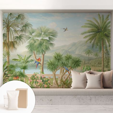 Tapete Vliestapete mit Kleber - Wanddekoration - Wandfolie - 3D Tapete Wand - Wohnungsdeko Exotische Landschaft 208x146 cm (1/5)