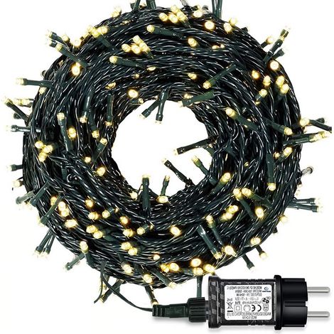 Luci di natale per esterno 180 led bianco caldo catena luminosa 9 + 5 mt giochi (1/3)