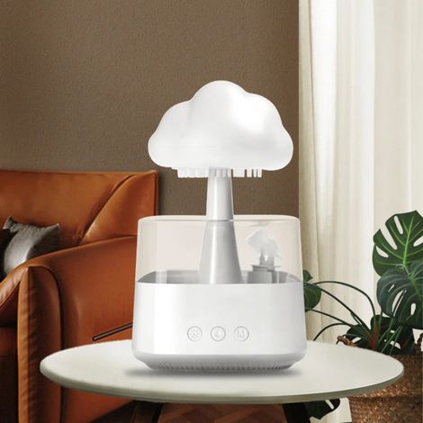 Humidificateur d'air, veilleuse nuage de pluie, diffuseur d'arômes, réservoir d'eau de 800 ml, humidificateur d'ambiance, 7 couleurs, diffuseur d'huiles essentielles, pour la maison/le bureau (1/5)