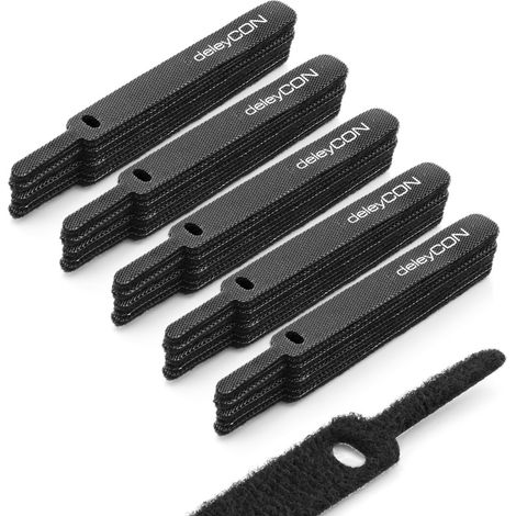 deleyCON, Fascia fermacavi con velcro 50 Stück kurz Nero (1/5)