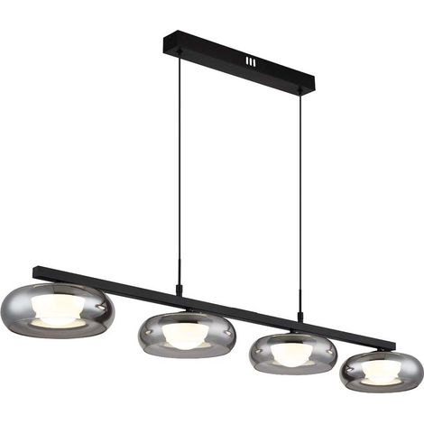 Hängeleuchte Pendelleuchte Deckenleuchte schwarz Glas rauchfarben LED L 110 cm