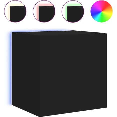 Meuble TV mural avec lumières LED noir 40,5x35x40 (1/5)