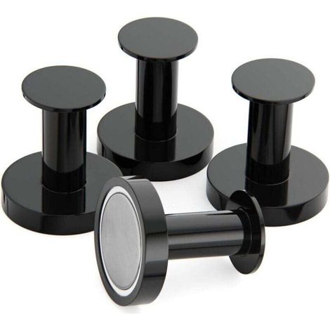 Porte Manteaux Aimantés, XU, Patère magnétique, 4 Crochets Muraux Noirs Extrêmement Solides, Porte Manteaux pour Porte avec Aimant en Métal Néodyme Rare, Crochets Porte de Frigo - KZQ