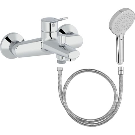 Mitigeur baignoire JACOB DELAFON Eo + pommeau de douche Metro + flexible de douche métal (1/5)