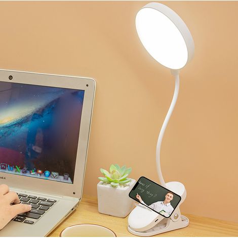 Lampe De Bureau À Pince - Lampe À Toucher Réglable En Intensité - 3 Couleurs De Lumière - Batterie Intégrée 2400 Mah - Pour Bureau Lit Atelier (1/5)