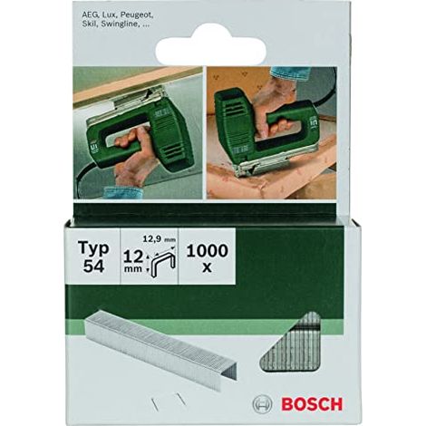 Bosch 2609255837 - Set di 1000 punti metallici piatti tipo 54, larghezza 12,9 mm, spessore 1,25 mm, lunghezza 12 mm (1/3)