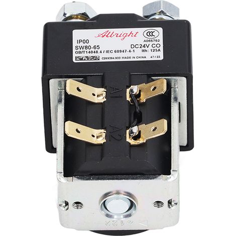 Électrovanne à solénoïde de relais SW80-65, 24V 125A, compatible chariot élévateur, gerbeur, transpalette B2SW11 B2SW12, équivalent Albright, pièce de rechange robuste. (1/5)