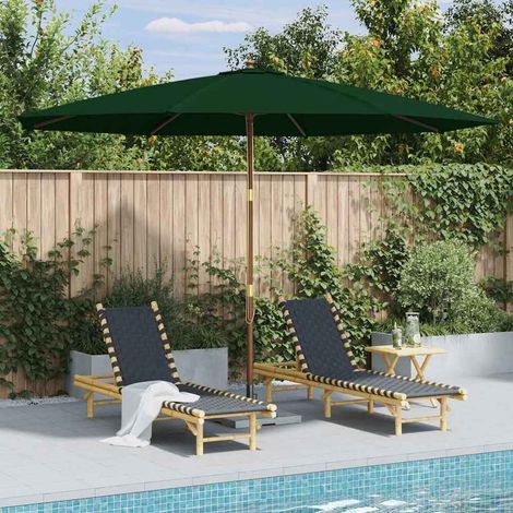 Parasol d'extérieur avec mât en bois 350 cm Vert (1/5)