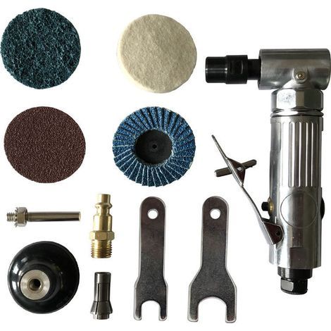 Applicable Meuleuse à air comprimé,meuleuse d'angle Courbure à 90 ° - Entrée d'air 1/4" - Avec disque de ponçage de 2" - Ponceuse pneumatique avec mandrin de serrage réglable - Qualité industrielle (1/5)