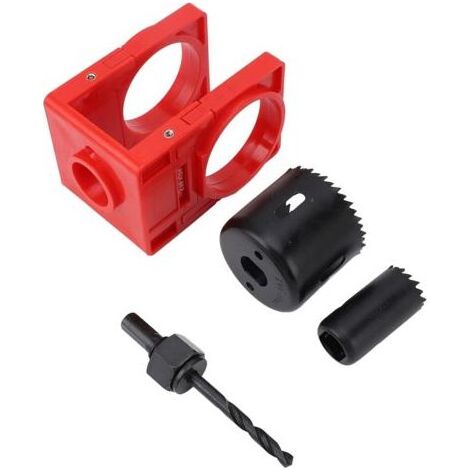 Kit d'installation de serrure rouge, kit de scie cloche pour serrure de porte en acier au carbone, incluant des scies cloches de 1 inch et 2 1/8 inch (1/5)