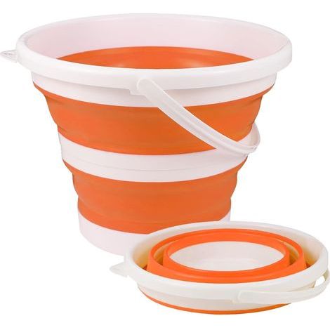 Collapsible silicone bucket for camping, travel, car washing and household use (orange) (3 liters) (1/5)