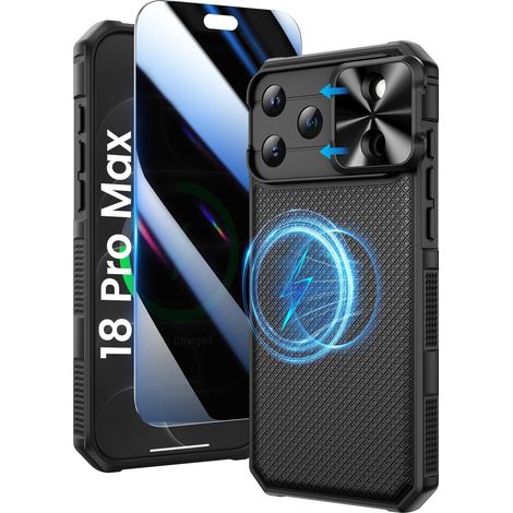 Coque pour iPhone 18 Pro Max, Cache Caméra, Elégant, Noir (1/5)
