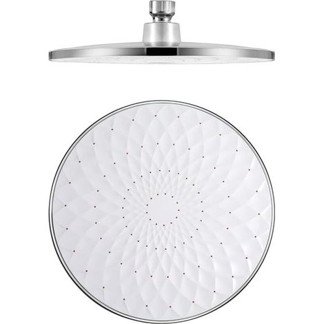 Tête de Douche. Ronde 9 Pouces Pommeau Douche Fixes ABS Tête de Douche Pluie Economie d'eau Haute Pression Pomme de Douche Pluie. G1/2" Connexion.Blanc (1/5)