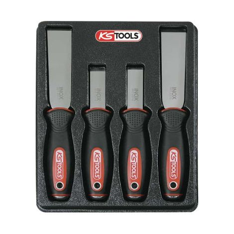 Juego de rasquetas KS TOOLS - Cuchillas de acero inoxidable - 4 uds - 907.2210