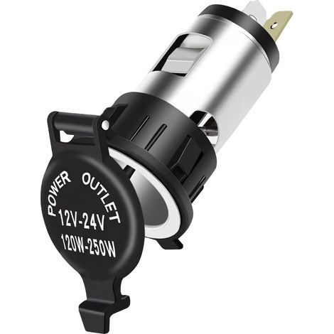 Eine universelle schwarze 12V-24V-Steckdose für Zigarettenanzünder in Autos und Motorrädern, ein Ersatzteil für eine Kfz-Ladebuchse. (1/5)