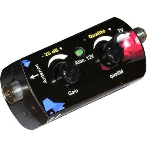Amplificateur TV VHF/UHF 35 dB réglable – 1 entrée et 1 sortie – Améliore la réception des antennes intérieures – Compatible toutes marques – Hdme