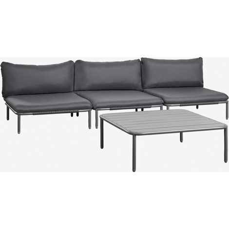 Salon de jardin avec canapé modulable 3 pièces et table basse Roubly SKLUM Gris Graphite (1/5)