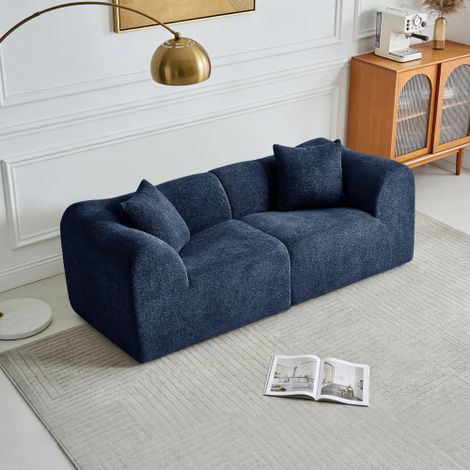 Modernes 2-Sitzer Samtsofa mit Kissen – Platzsparendes Loveseat für Wohnzimmer, Büro, Apartment – Weiches Kompressionsdesign