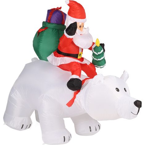 Décoration Père Noël Ours Polaire en polyester lumineux LED gonflable pour Noël, idéal pour les fêtes de jardin, prise américaine 100-240 V (1/5)